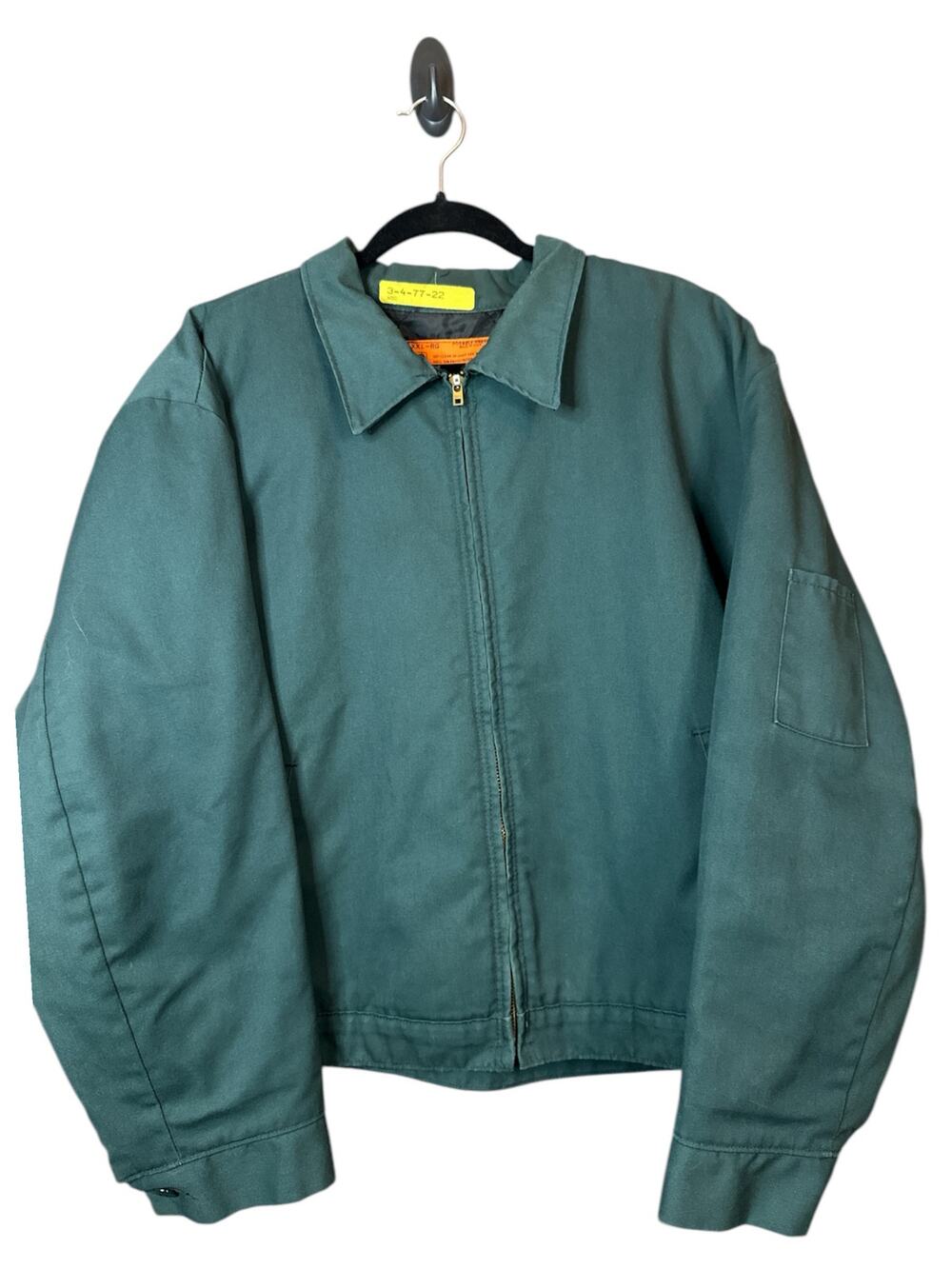 Vintage Durable Press Green Long Sleeve Zip Up Canvas Utility Jacket Size 2XL